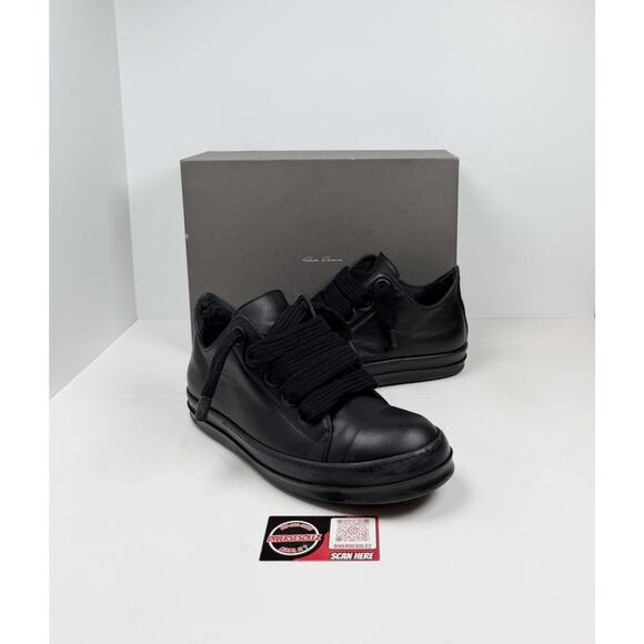 Size 44EU/11US - Rick Owens Mainline Jumbo Lace Black Sneakers🕷️ Retail $1.2K!